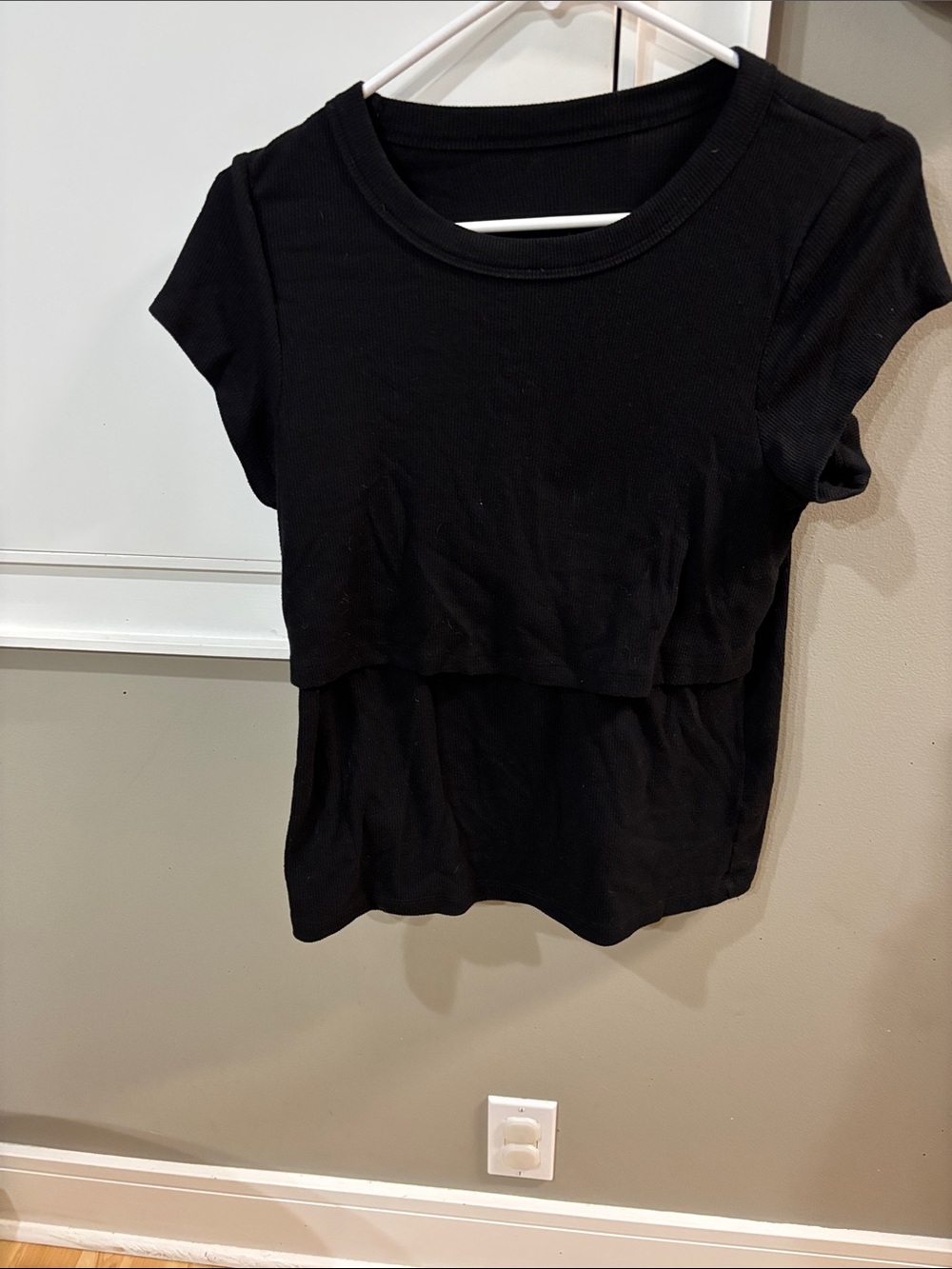 Latched Mama Black Layered Nursing Crop Top